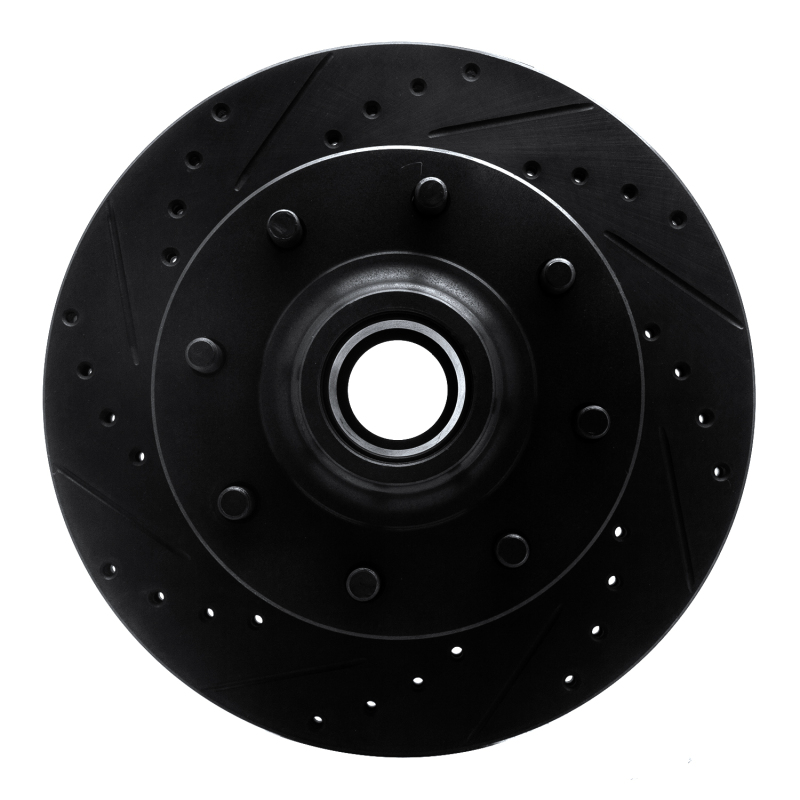 Chevrolet Express 3500 Brake Rotor (1) - Front Left - R1 Concepts - Drilled & Slotted - Black - `01-`02